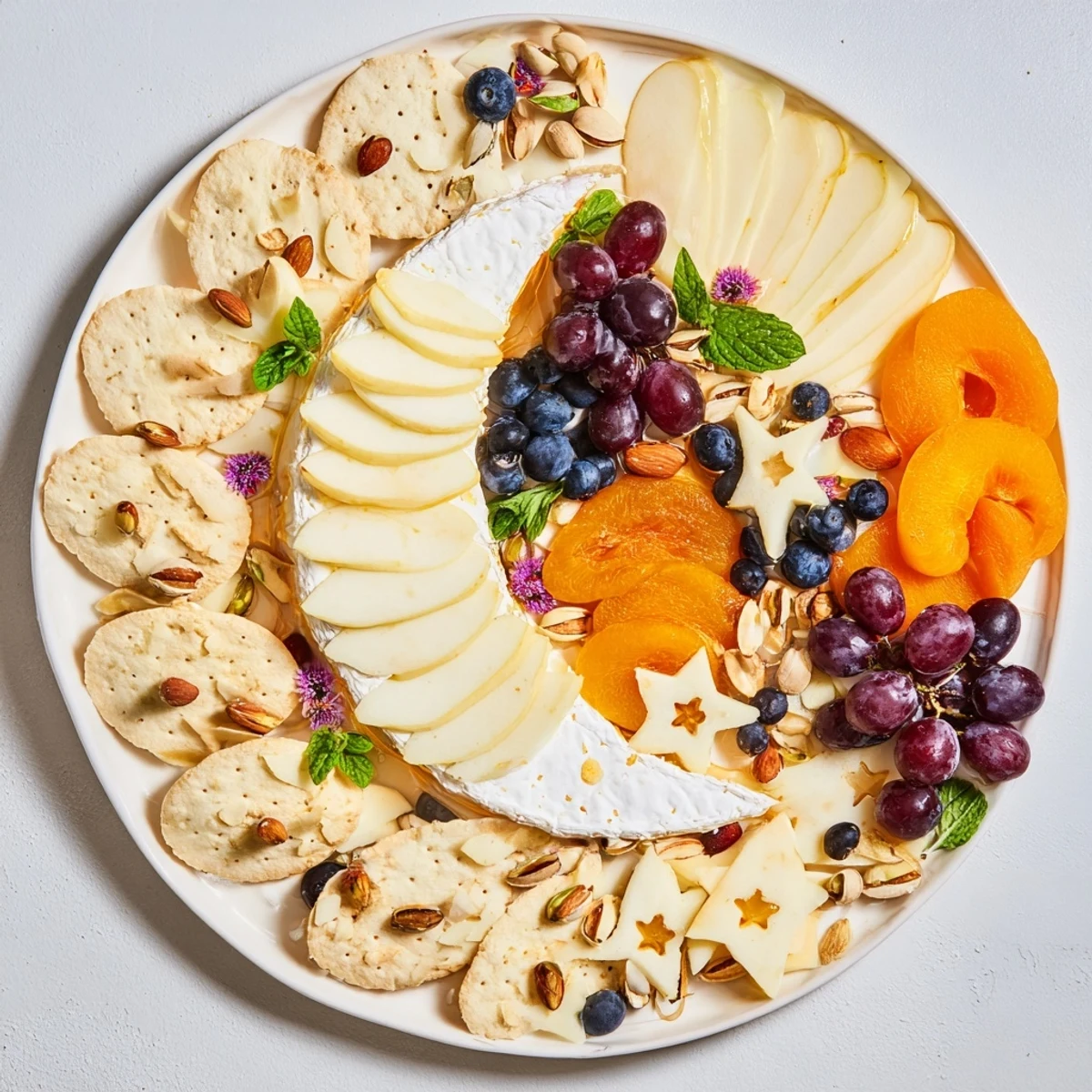 This Crescent Moon Midnight Snack Board offers a delicious array, perfect for late-night snacking.