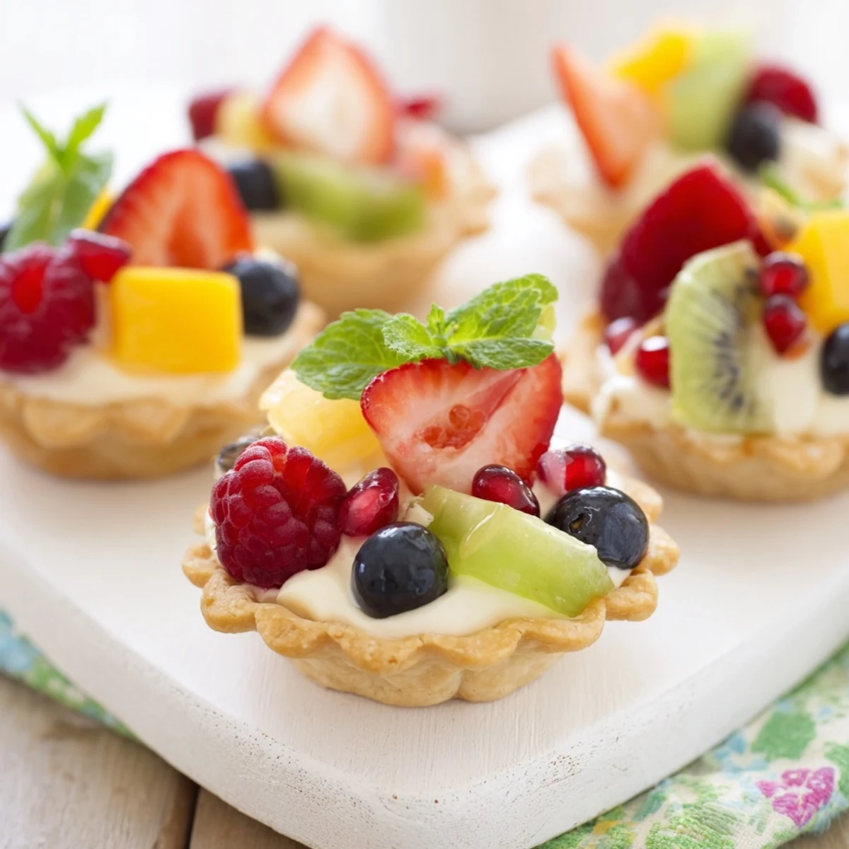 A beautiful Heart Shaped Fruit Tart Board with fresh berries and juicy, colorful tropical fruit.