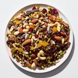 Close-up of a colorful Mountain High Adventure Snack Mix, ready for a hiking adventure.