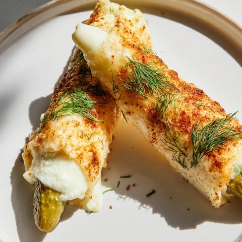 Geschmolzener Käse mit Gurken