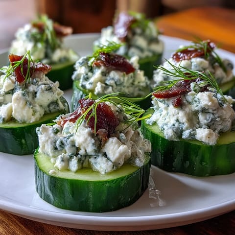 Knackige Gurkenscheiben mit cremigem Frischkäse und geräuchertem Lachs, perfekt für sommerliche Appetithäppchen.