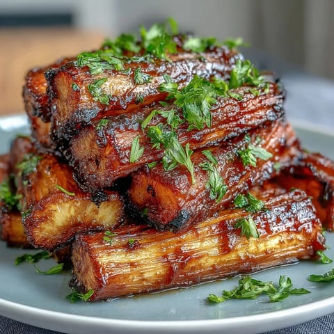 Goldbraune Honig-geröstete Karotten und Pastinaken mit aromatischem Thymian-Glasur.  