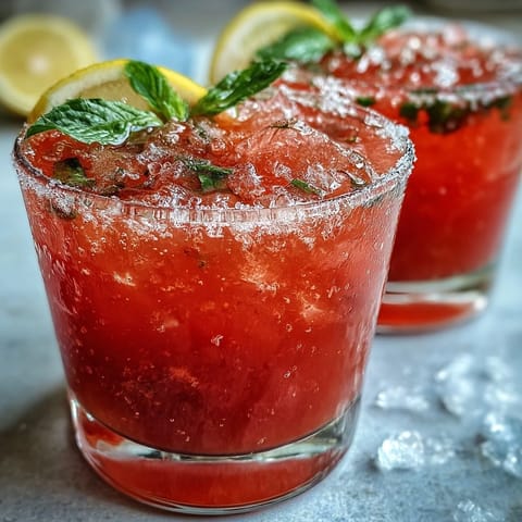 Erfrischendes Wassermelonen-Minz-Limonade-Glas, bereit zum Genießen an einem heißen Sommertag.
