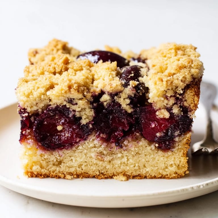 Traditioneller deutscher Pflaumenkuchen, frisch gebacken mit reichhaltigem Butterteig und Obst.  