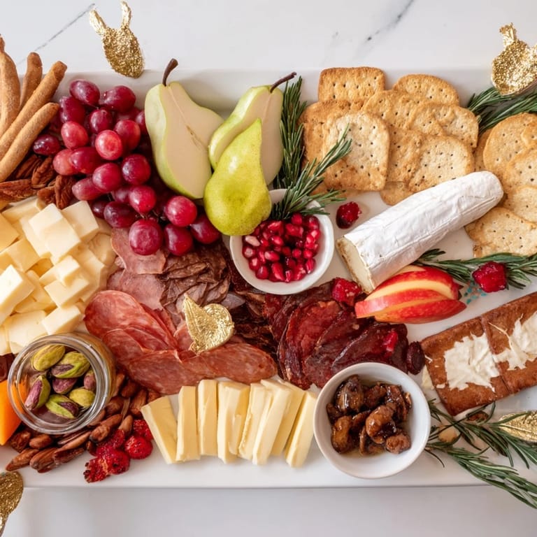 Close-up shot of the colorful Twelve Days of Christmas snack board, perfect for holiday gatherings and parties.