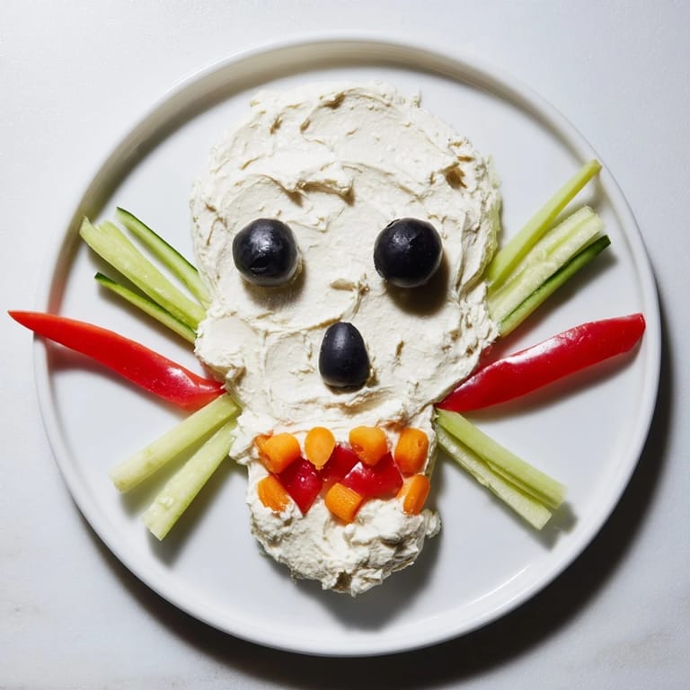 Get ready for Halloween with this festive Skull & Bones Spooky Spread, perfect for parties; a creamy, spooky creation.