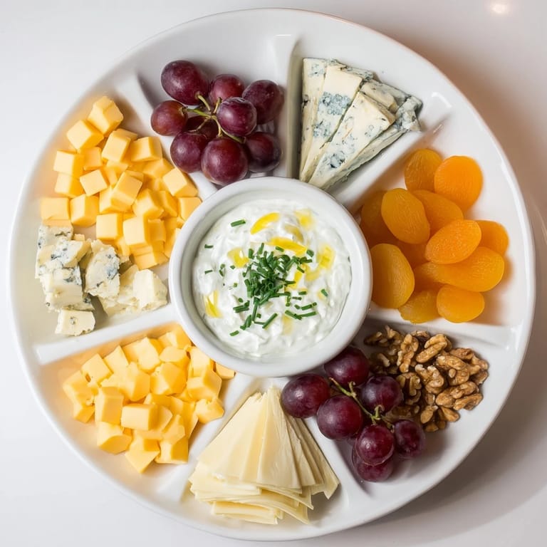 A beautifully arranged Celtic Cross Cheese Platter featuring various cheeses, grapes, and nuts.