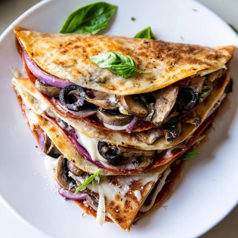 Crispy layers and melty cheese make this easy Cheesy Tortilla Pizza Wrap irresistible.