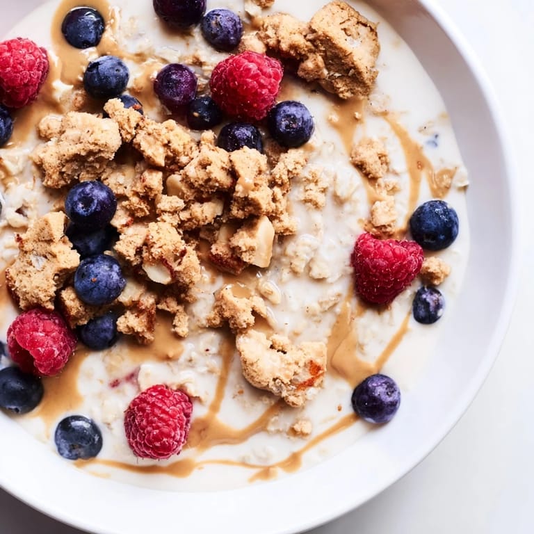 Indulge in a delicious Overnight Oats Gourmet Makeover: espresso-infused oats with cookie crumbles.