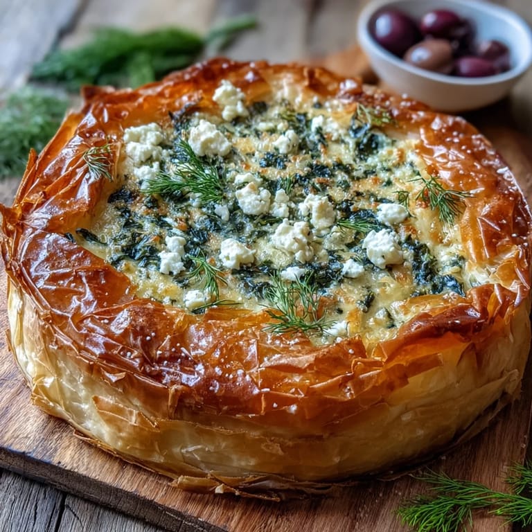 A slice of Feta and Kale Börek showing the creamy feta and kale filling.