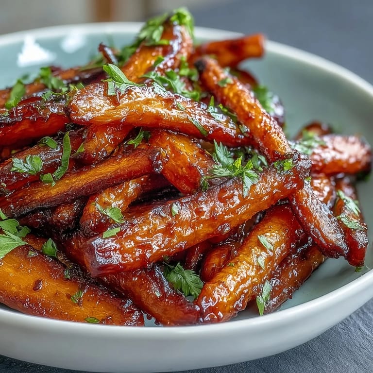 Süß-würzige Honig-geröstete Karotten und Pastinaken mit zarter Karamellisierung.  