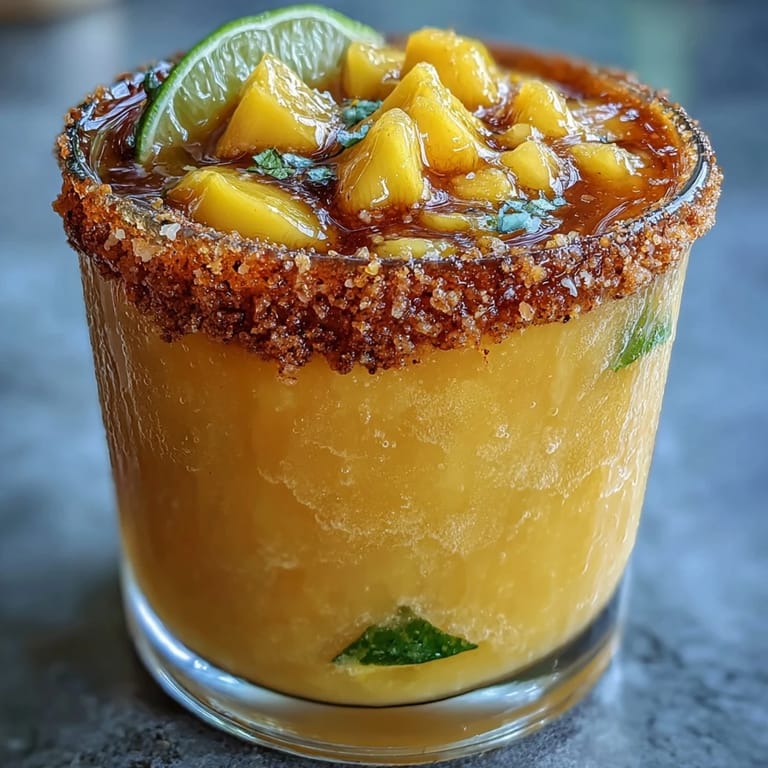 Lebendiger gefrorener Mango-Margarita-Mocktail mit frischer Limette und Orangen-Note