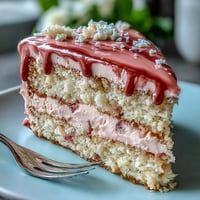 Festliches Rosé-Samttorte mit goldenem Tropfen, elegant dekoriert.